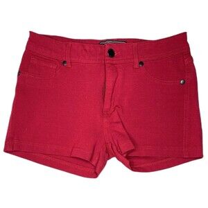 Active USA Low-Rise Shorts Flat Front Micro Cheeky Stretch Casual Womens M Red
